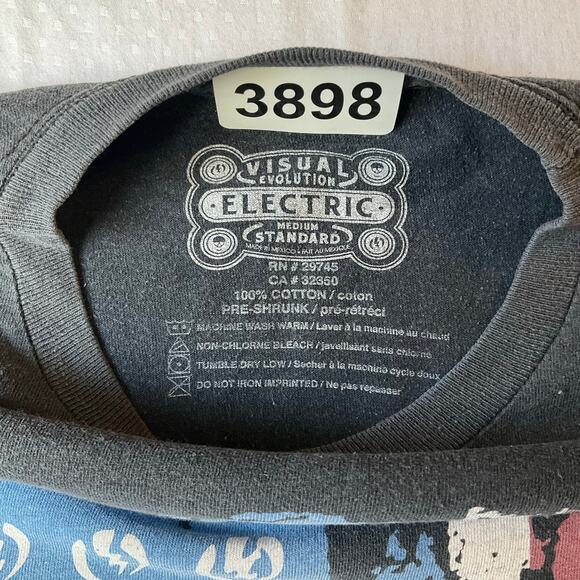 Electric  (visual evolution) Men T-shirt size M Short Sleeve American Flag Gray - Picture 6 of 7